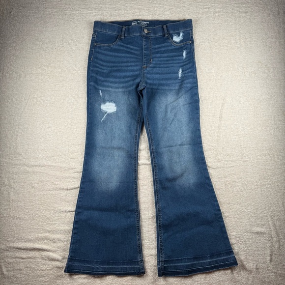 Wonder Nation, Girls 10/12 plus, Medium Blue Flared Girls Jeans with raw hem - Picture 1 of 5